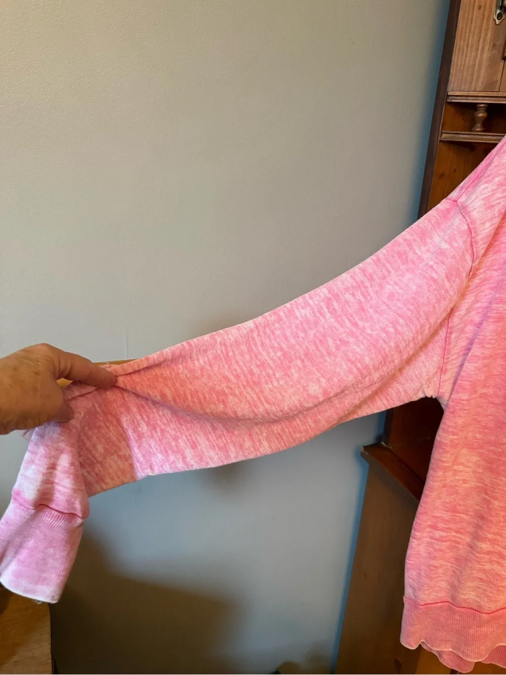 Pink Deep V Lightweight Pullover